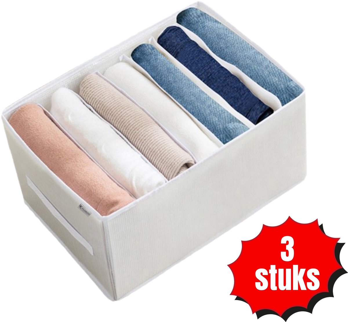 Flokoo - Kleding Organizer - 3 Stuks - Wit