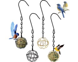 ONF3 - Vetbollen Vogelvoeder - 4 stuks - Handige ophanghaak - Zwart & goud - Suet voeder voor vogels - Geschikt voor tuinvogels - Klein formaat