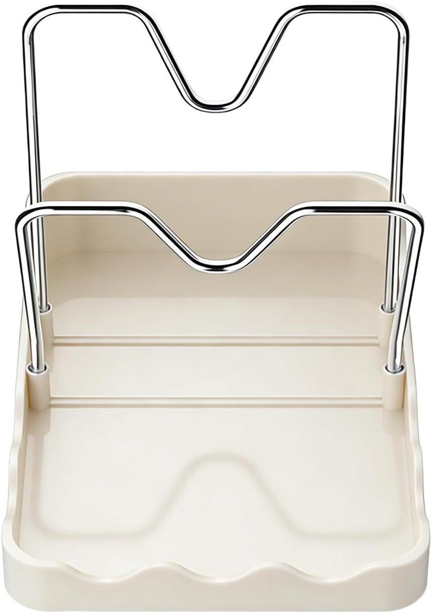 Potdekselhouder - Lepel Droogplank - Keuken Organiseren - Met Lekbak - 4x15x4 cm - Wit