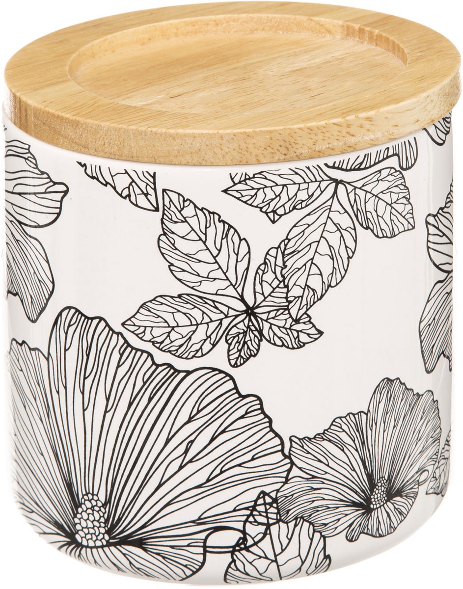 Opbergdoos voor cosmetische pads BLACKFLORA, keramisch