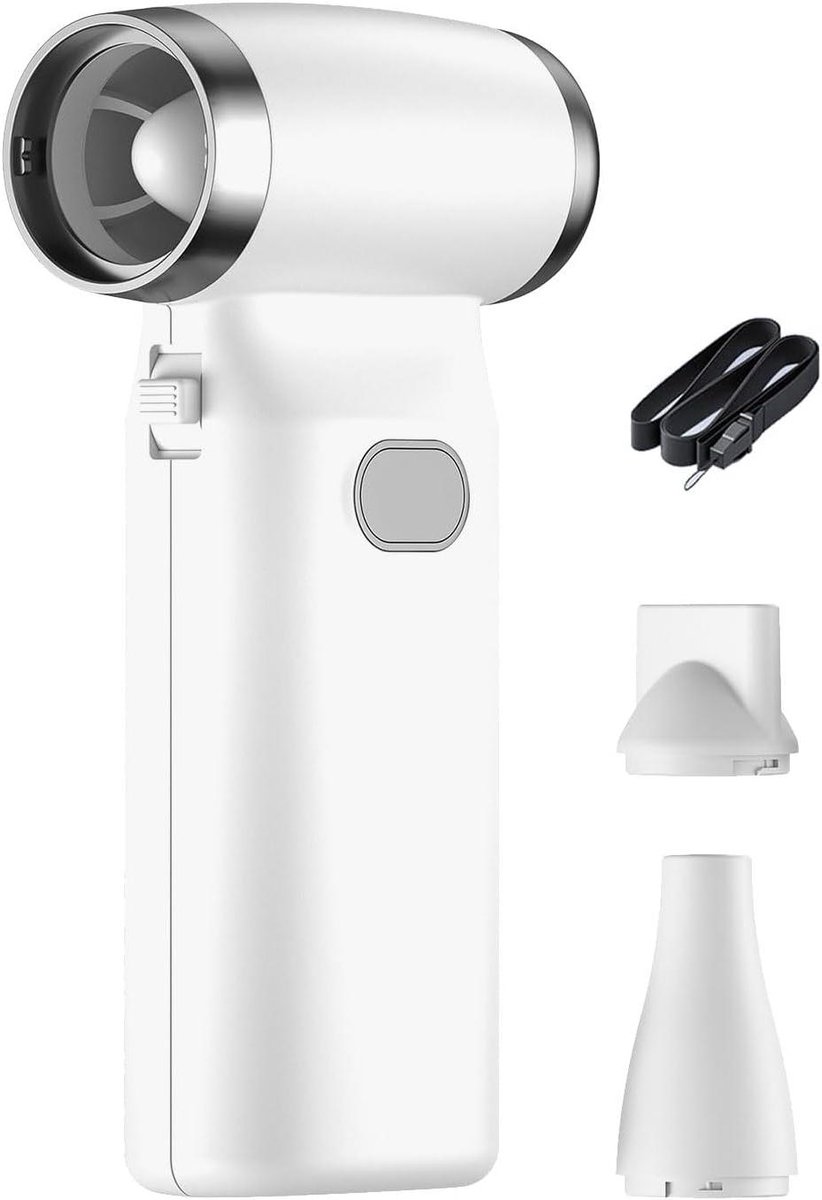 Elektrische Bladblazer - Handheld Stofzuiger - Toetsenbord Reinigen - Met LCD Display - Compact Formaat - Wit