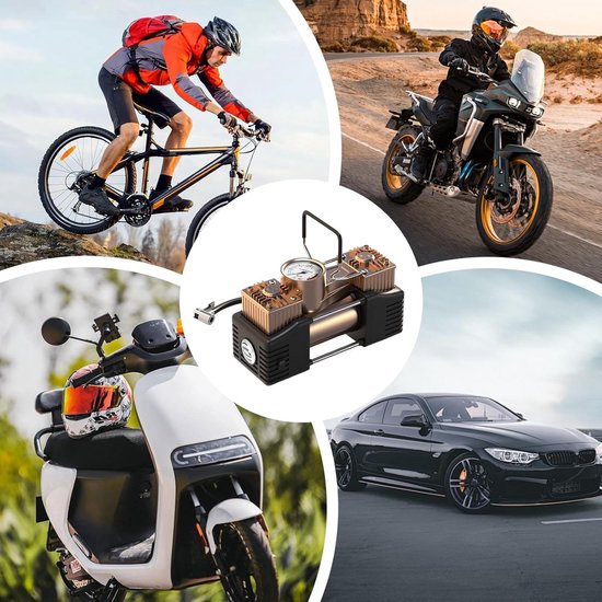 Auto Luchtpomp - Draagbare Compressor - Banden Oppompen - Dubbele Cilinder - 120 W - Zwart — afbeelding 3