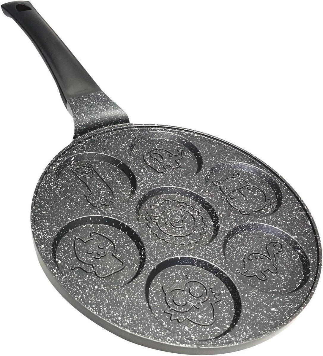 Pannenkoekenpan met Gaten - Eierpan Cartoon - Leuke Ontbijtjes Maken - Antiaanbaklaag - Ø26cm - Zwart