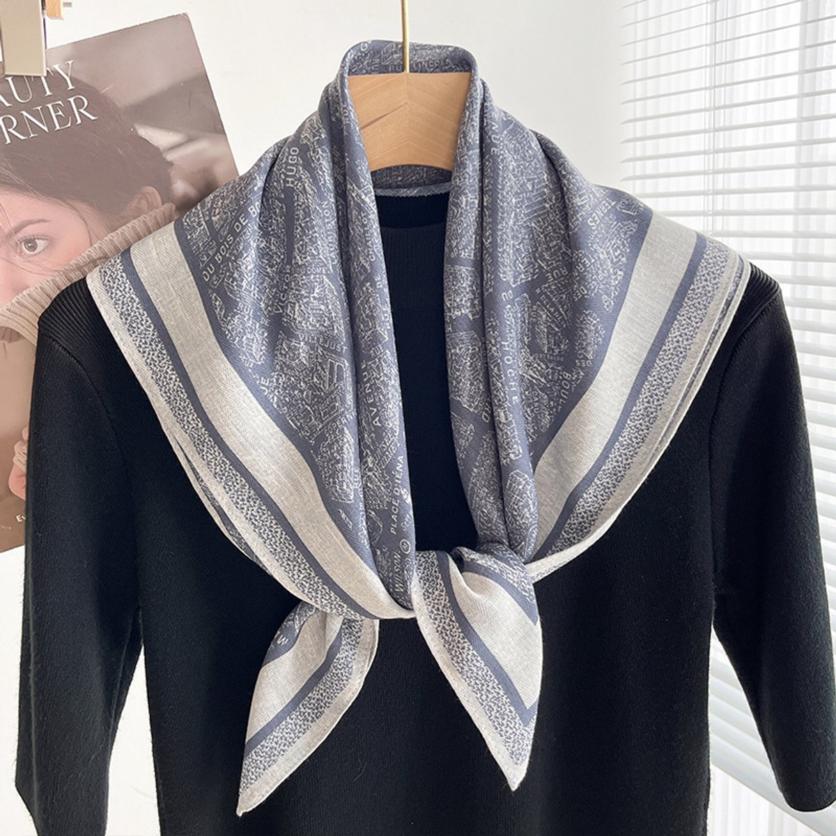 Sjaal vierkante sjaal van 70x70 cm voor dames - Landelijke stijl - Nekbeschermende sjaal - Dunne driehoekige hoofdsjaal/sjaal-Stijl 38