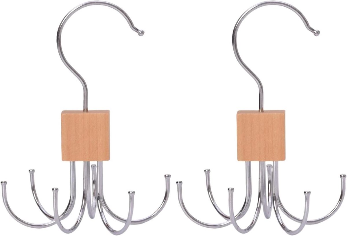 Riem Organizer - Kast Hanger - Accessoires Opbergen - 360 Graden Draaibaar - 14 cm - Houtkleur