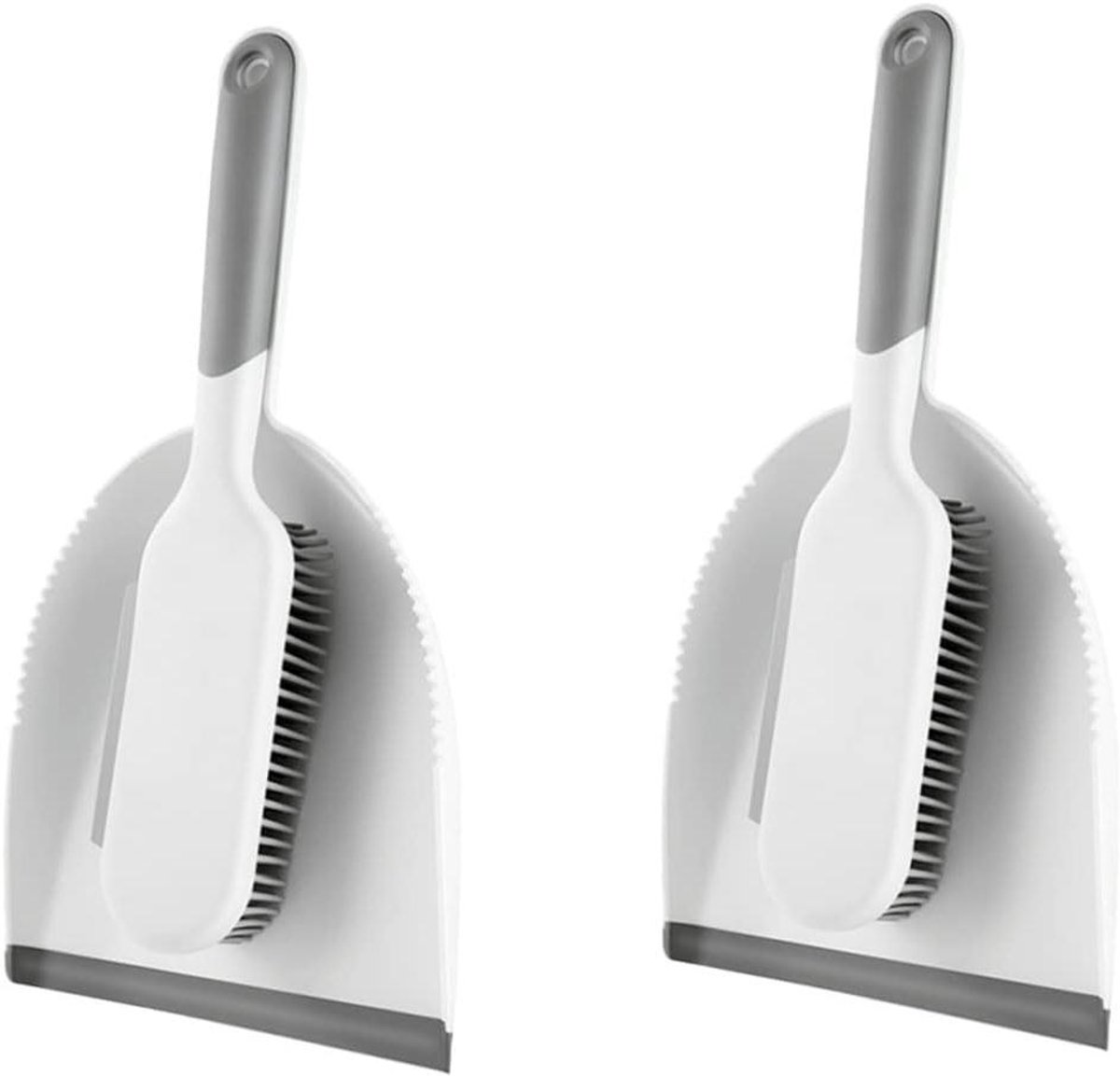 Handbezem Stofblik Set - Schoonmaak Set - Bureau Reinigen - Flexibele Borstels - 2 Sets - Grijs