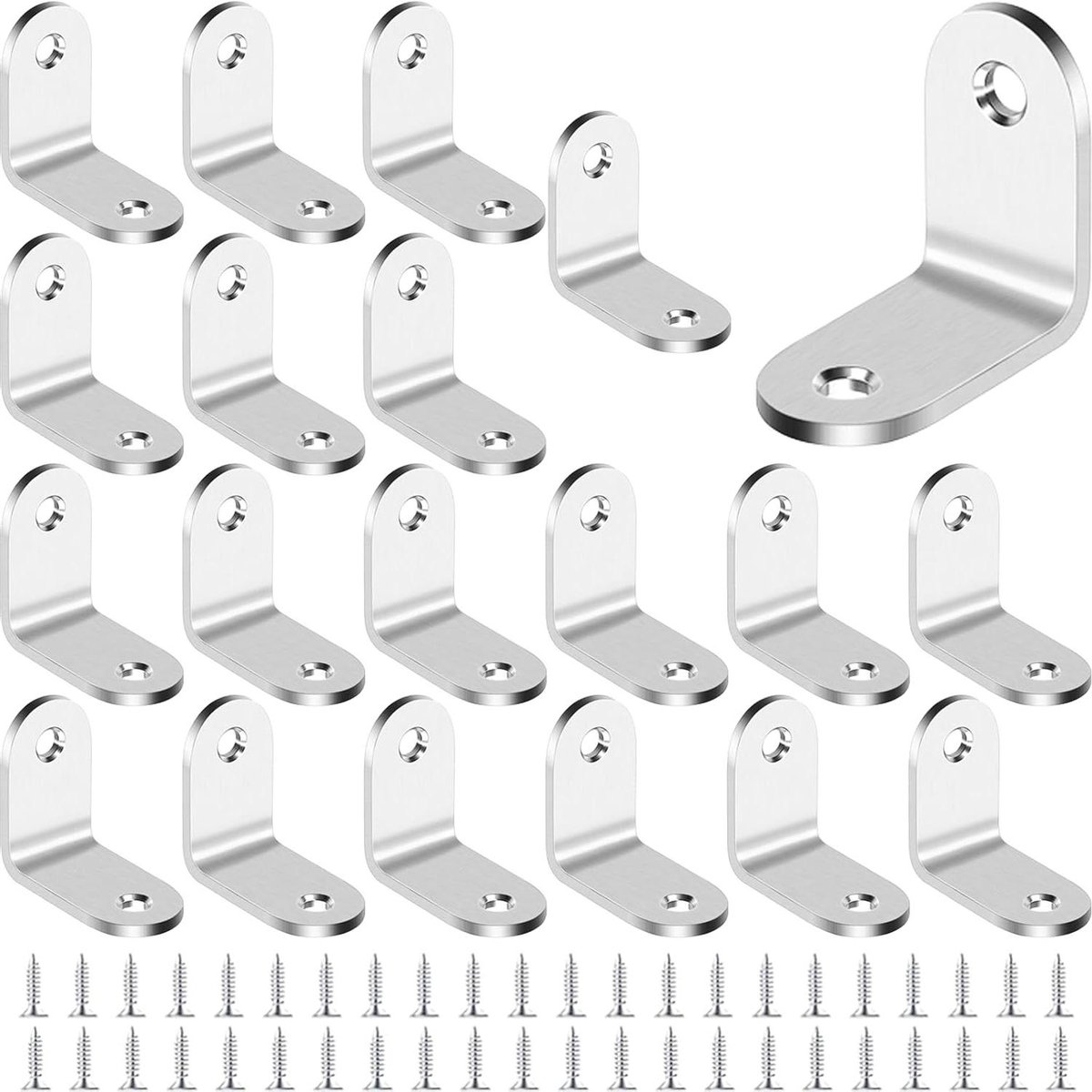 Hoekverbinders - L-profielen - Meubels Versterken - Roestvrij Staal - 20 stuks - Zilver