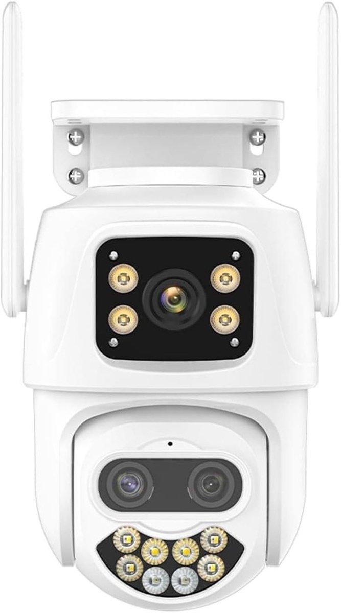 Beveiligingscamera Buiten - IP Camera - Huisbewaking - Drie Lenzen 8x Zoom - 9MP - Wit