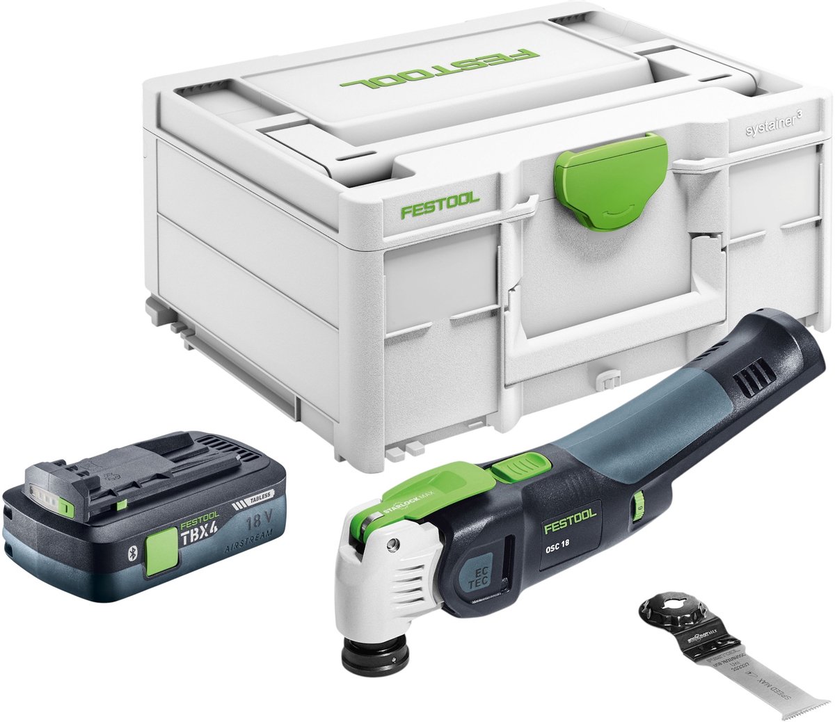 Festool OSC 18 E-Basic accu-oscillator 18 V Starlock Max Brushless + 1x accu 4,0 Ah + Systainer - zonder oplader