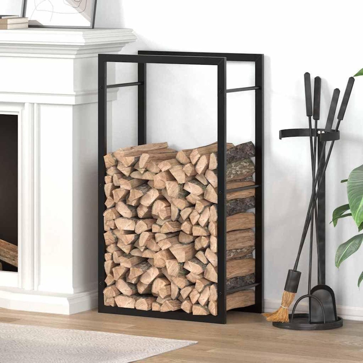 Houtrek - Houtopslag - Open haard - Duurzame constructie - 50x28x94 cm - Matzwart