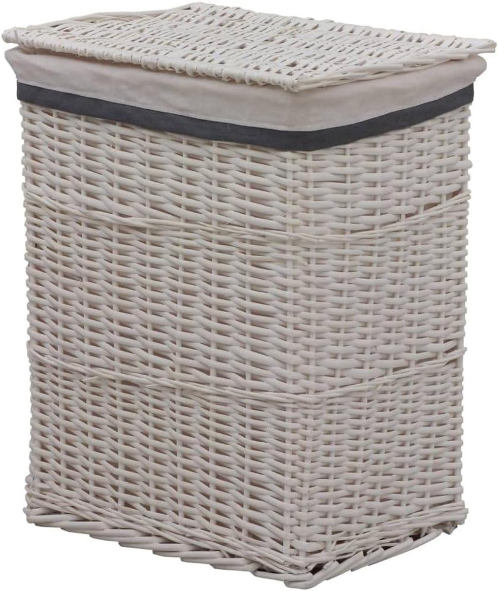 Wasmand Kledingmand Wasserette Kleding Opbergen Rustieke Gevlochten Stijl 43 x 34 x 57.5 cm Wit