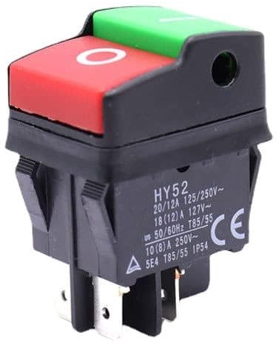 aladdien - Drukknop Schakelaar - 4Pins - IP54 - Geschikt voor Elektrische Apparaten - AC 125/250V 20/12A - Duurzaam en Betrouwbaar - Compacte Formaat