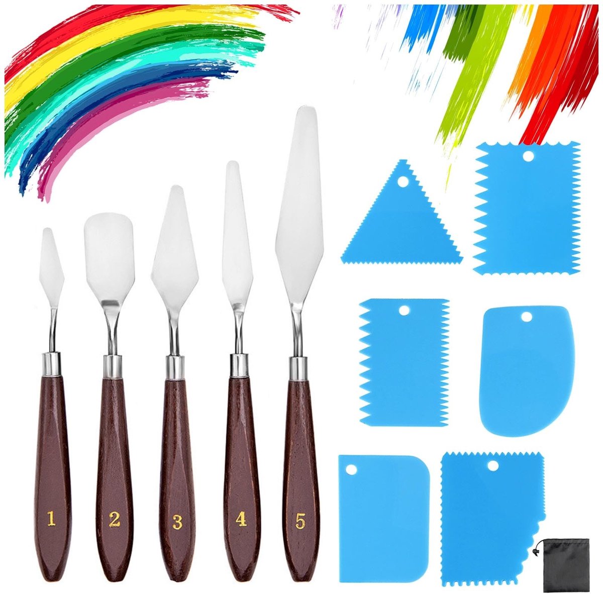 ONF3 - Paletmes Set - 11-delig - Voor Schilderen - Stainless Steel en Kunststof - Professioneel en Duurzaam - Geschikt voor kunstenaars - Verf e...