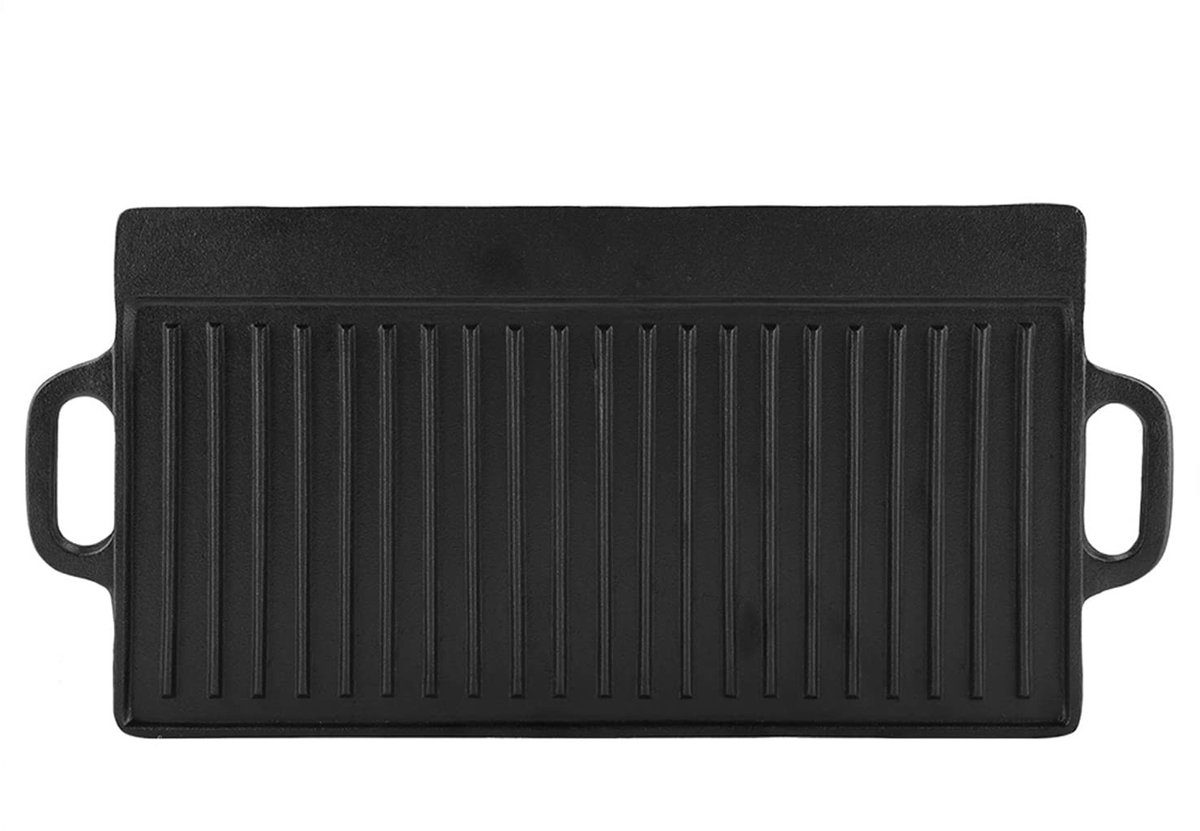 aladdien - Dubbelzijdige Bakplaat - Gelijkmatige Warmteverdeling - 50,5 x 23,6 cm - Geschikt voor Oven en Barbecue - Ideaal voor Frituren en Grillen