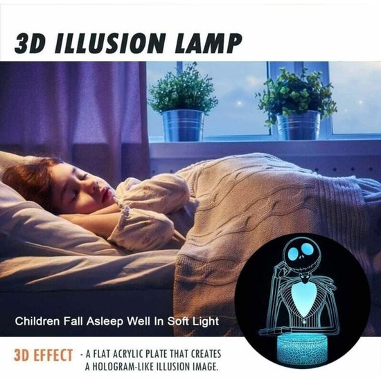Oneay Halloween Town Pumpkin King nachtlampje - 3D illusielamp met afstandsbediening - Anime bureaulamp voor kinderkamer en slaapkamer - LED sfeerverlichting voor kinderen, gamers en fans - Creatieve decoratielamp en cadeau idee van Oneay — afbeelding 3