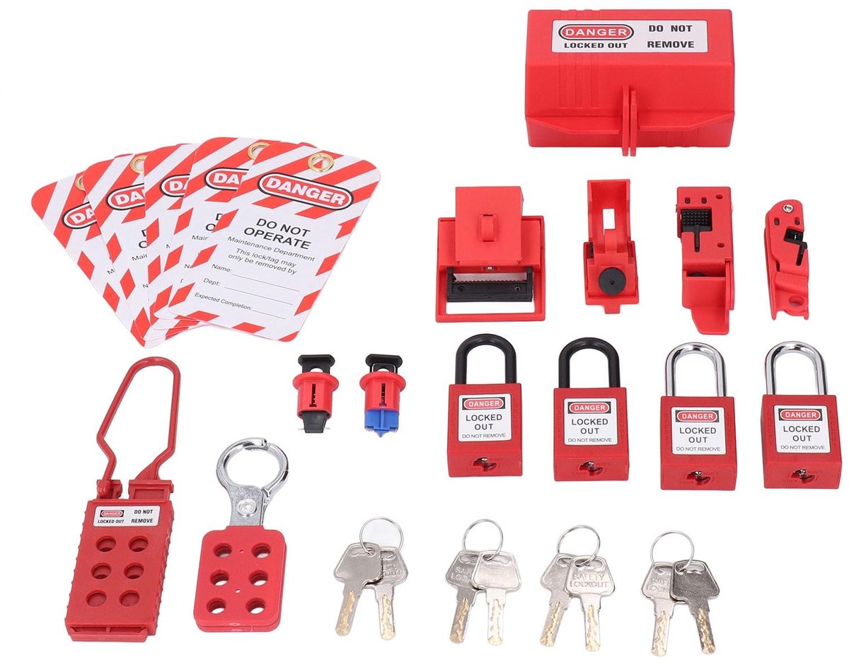 ONF3 - Lockout Tag Out Set voor Elektrische Veiligheid - Multifunctionele Lockout Kit - Essentieel voor Veiligheid - Compleet met Accessoires - ...