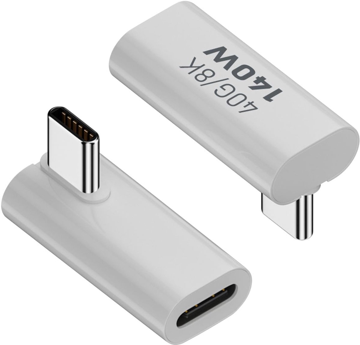 QIANRENON USB 4.0 C 90° Hoekconnector 140W - Type C Male naar Female
