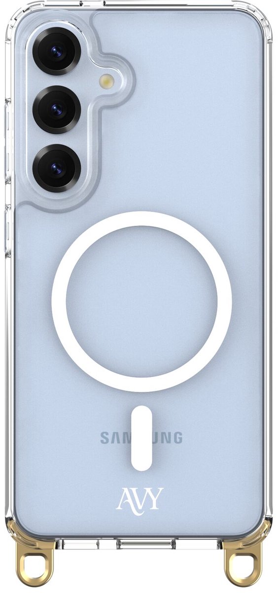 AVY Transparant Hoesje | Geschikt voor Samsung Galaxy S25 / S24 | Compatibel met MagSafe | Clear Case | Haakjes voor koord