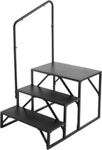 RV-trappen 3-traps - Camper opstap - Veilig in-uitstappen - Met extra leuning - 199.6 kg draagvermogen - Zwart