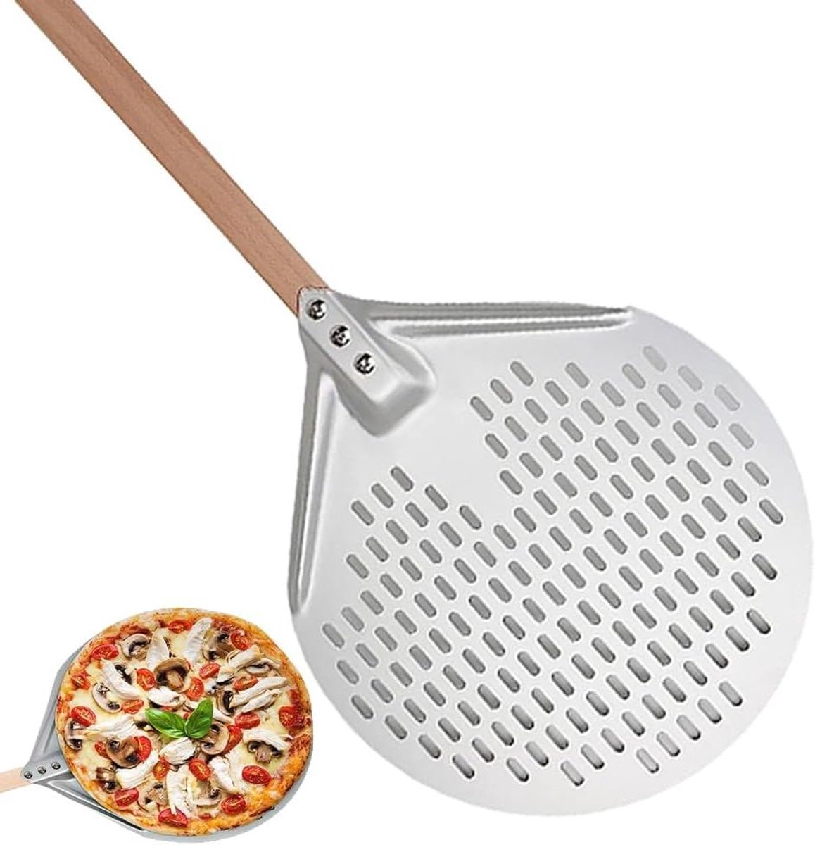 Pizza Schep - Pizzaplank - Oven Gebruik - Geperforeerd Ontwerp - 30cm - Zwart