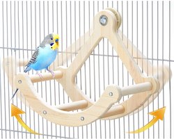 Papegaaienspeelgoed - zitstokken - speelgoed voor in de vogelkooi - piratenschip - decoratie voor de vogelkooi - geschikt voor kleine tot middelgrote papegaaien zoals grasparkieten, valkparkieten en dwergpapegaaien - kaki kleur - 21,5*10,5*19 cm