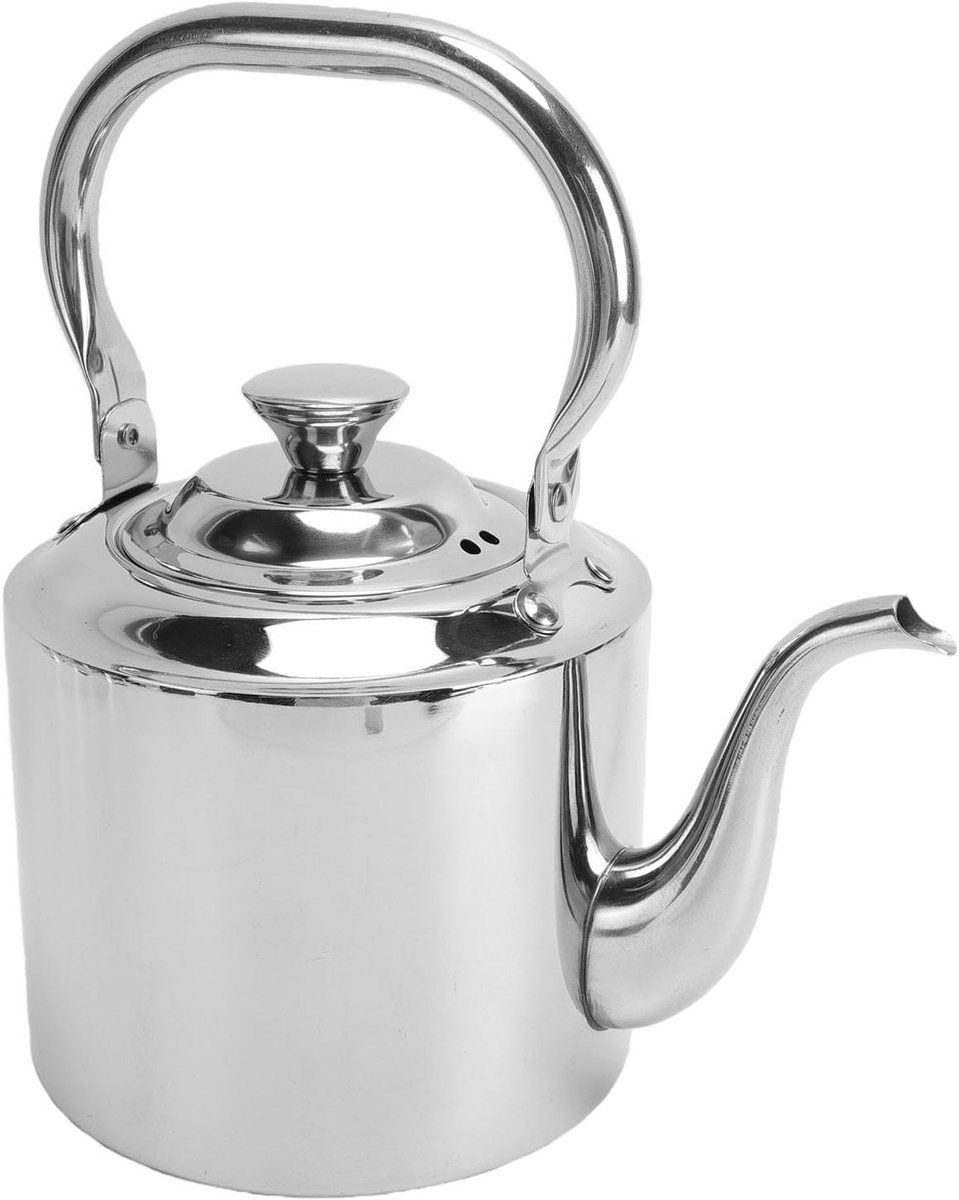 Theepot met infuser - Theeketel RVS - Thee Zetten - Snelle Verwarming - 2L - Zilverkleurig