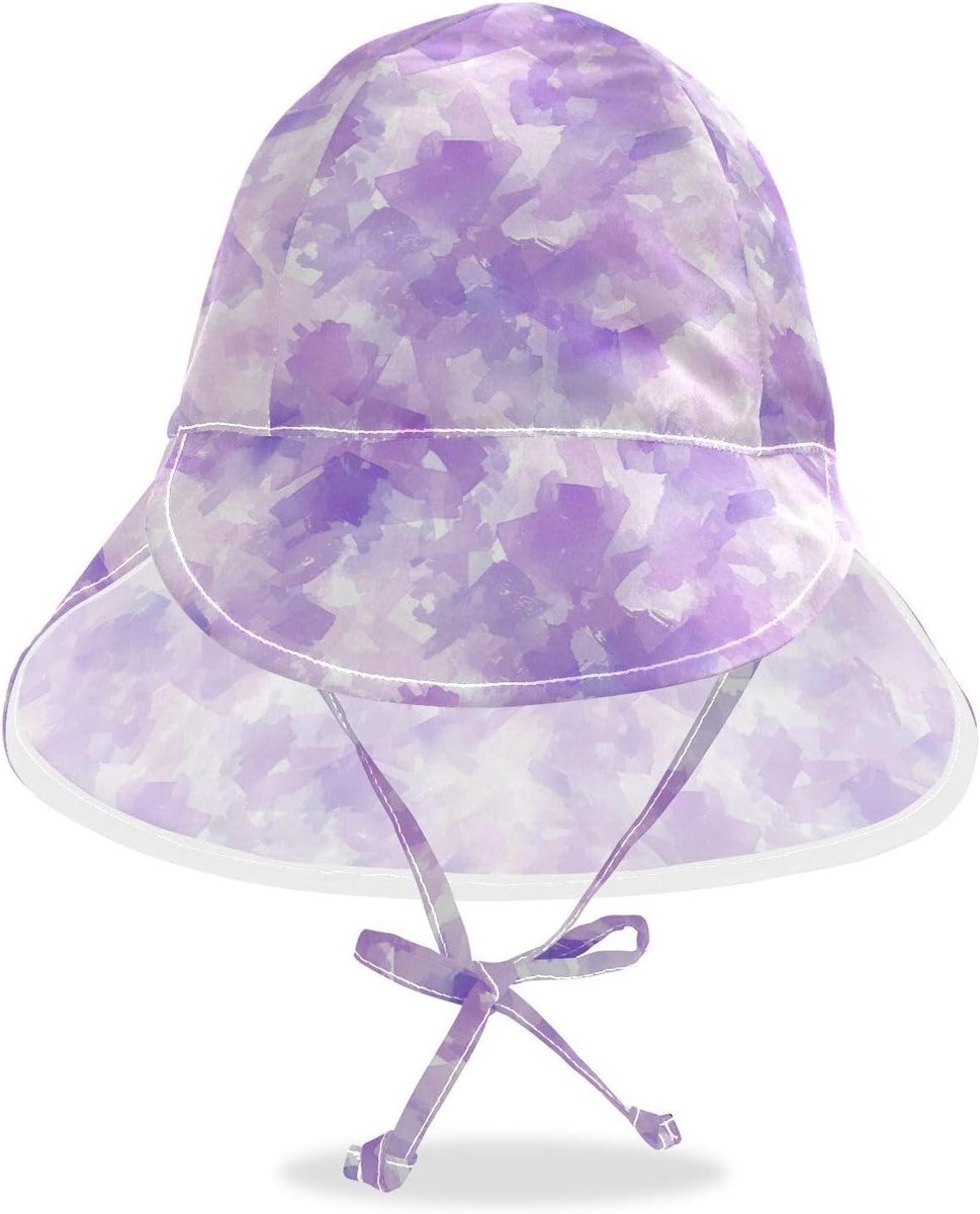 Baby Zonnehoed - Kinderhoed Nekbescherming - Bescherming Tegen Zon - UPF 50+ Bescherming - 56.5 cm - Abstract Paars