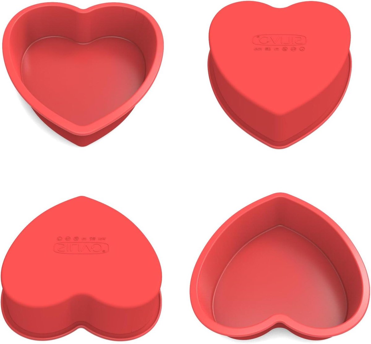Bakvorm Hart - Siliconen Vorm - Taarten Bakken - BPA-vrij Materiaal - 4 Stuks 15 cm - Rood