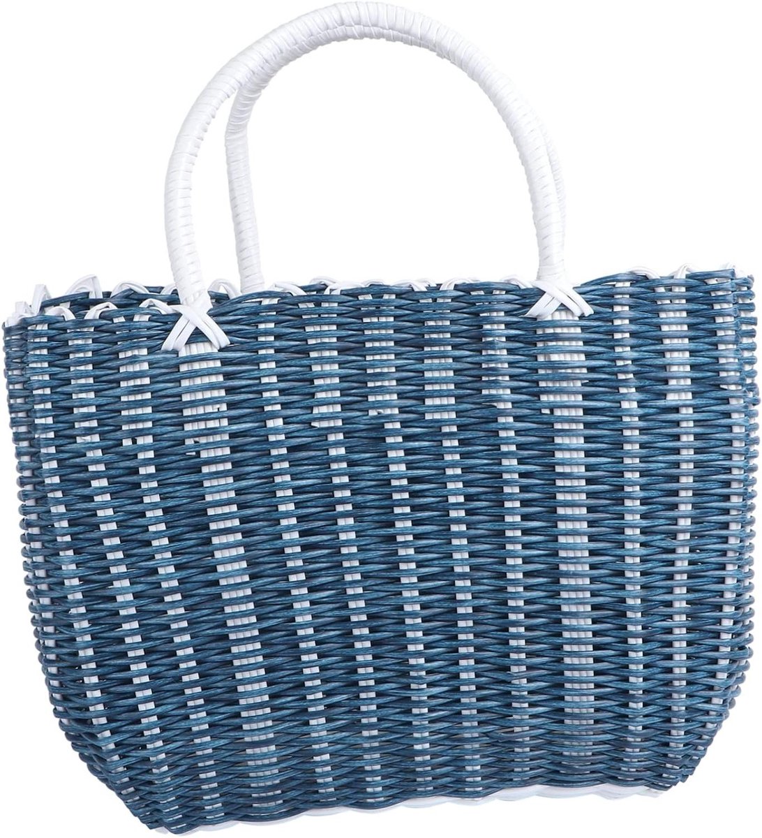 Opbergmand Plastic - Draagbare mand - Boodschappen doen - Met handvatten - 35x24x14 cm - Navy