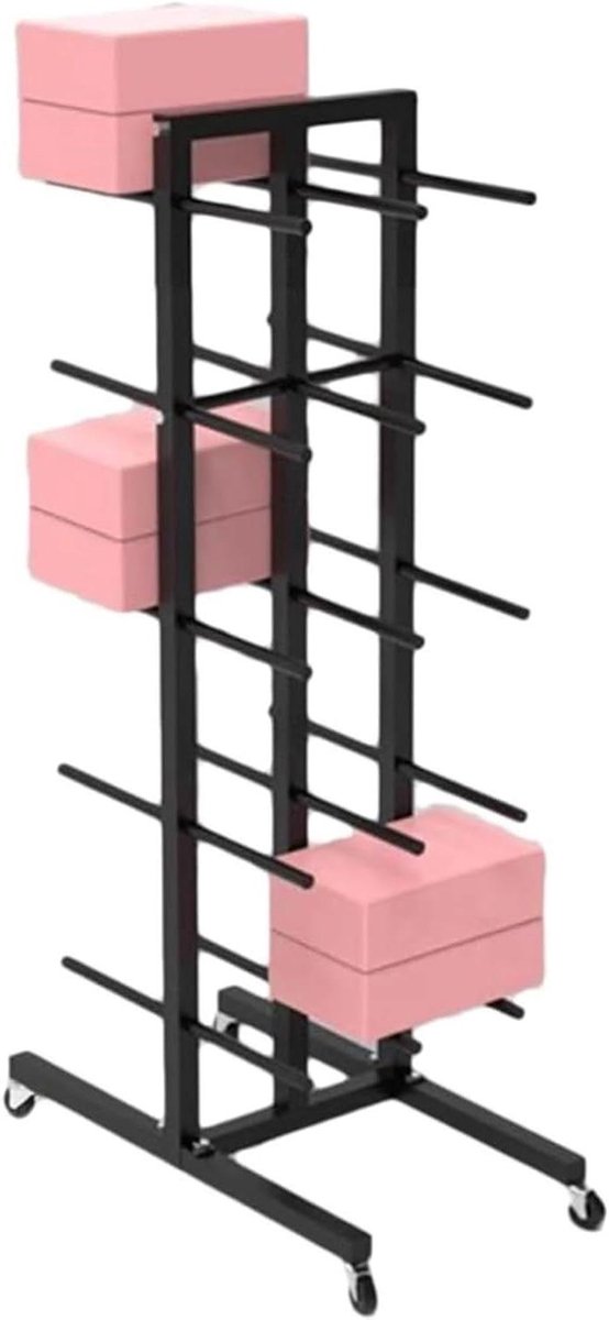Trainingsapparatuur Organizer - Houders Rek - Sportspullen Opbergen - Verplaatsbaar Met Wielen - 5 Lagen 110cm - Zwart