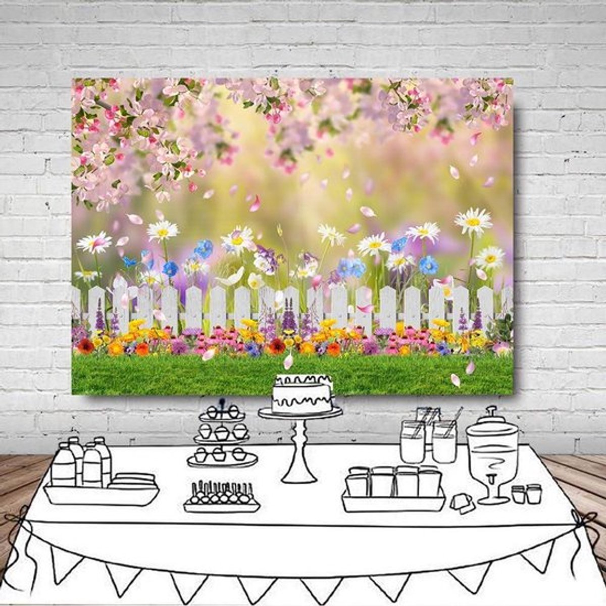 Lente Bloemen Achtergrond voor Kinderfotografie en Pasen - 20 x 12 cm