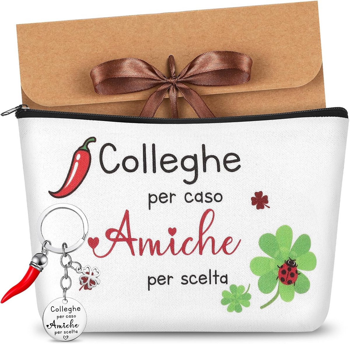 Cadeauset voor Collega's - Cosmetische Tas, Sleutelhanger en Bedankkaart