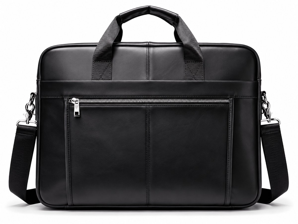 Premium Leren Laptoptas 17 Inch – Business Aktetas Heren Echt Leer Schoudertas Zwart - Urban U®
