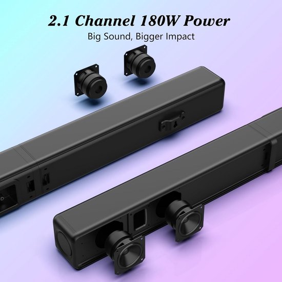 Krachtige Soundbar met RGB LED-verlichting en Afneembare Speakers — afbeelding 5