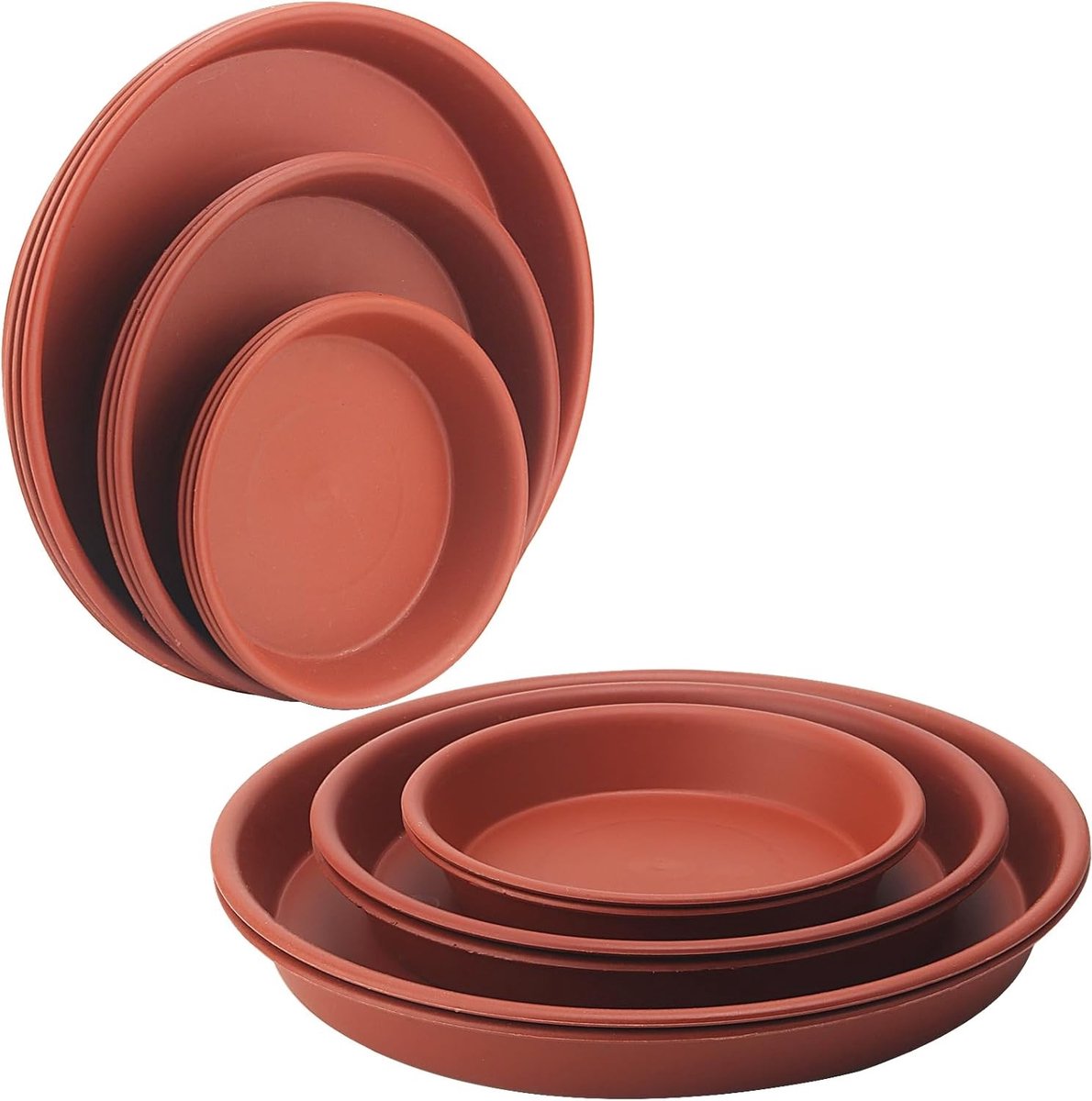 Set van 15 Stuks Plastic Plantenschotels in 3 Maten, Ronde Bloempot Onderschotjes voor Binnen en Buiten, Ideaal voor Tuinieren en Plantenzorg