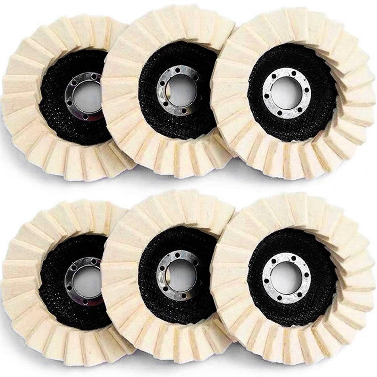 aladdien - Polijstschijven 125 mm - Polijstaccessoires voor Hoekslijpers - Set van 6 - Geschikt voor Roestvrij Staal - Ideaal voor Polijsten en Schu..
