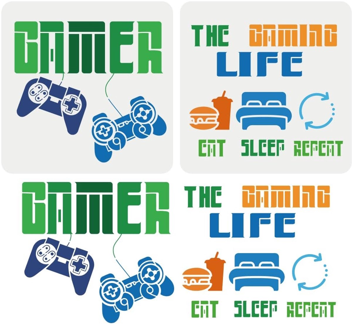 aladdien - Eat Sleep Game schildersjabloon - herbruikbaar sjabloon voor schilderen - 30 x 30 cm - ideaal voor speelkamer - perfect v...