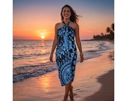 Sarong / pareo - Strandkleding wikkelrok / strandjurk - Zwart / blauw Mandala