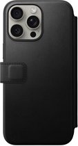 Nomad Modern Leather Folio - Book cover hoesje voor iPhone 15 Pro Max - Nomad leder - Geschikt voor MagSafe en draadloos opladen - Zwart