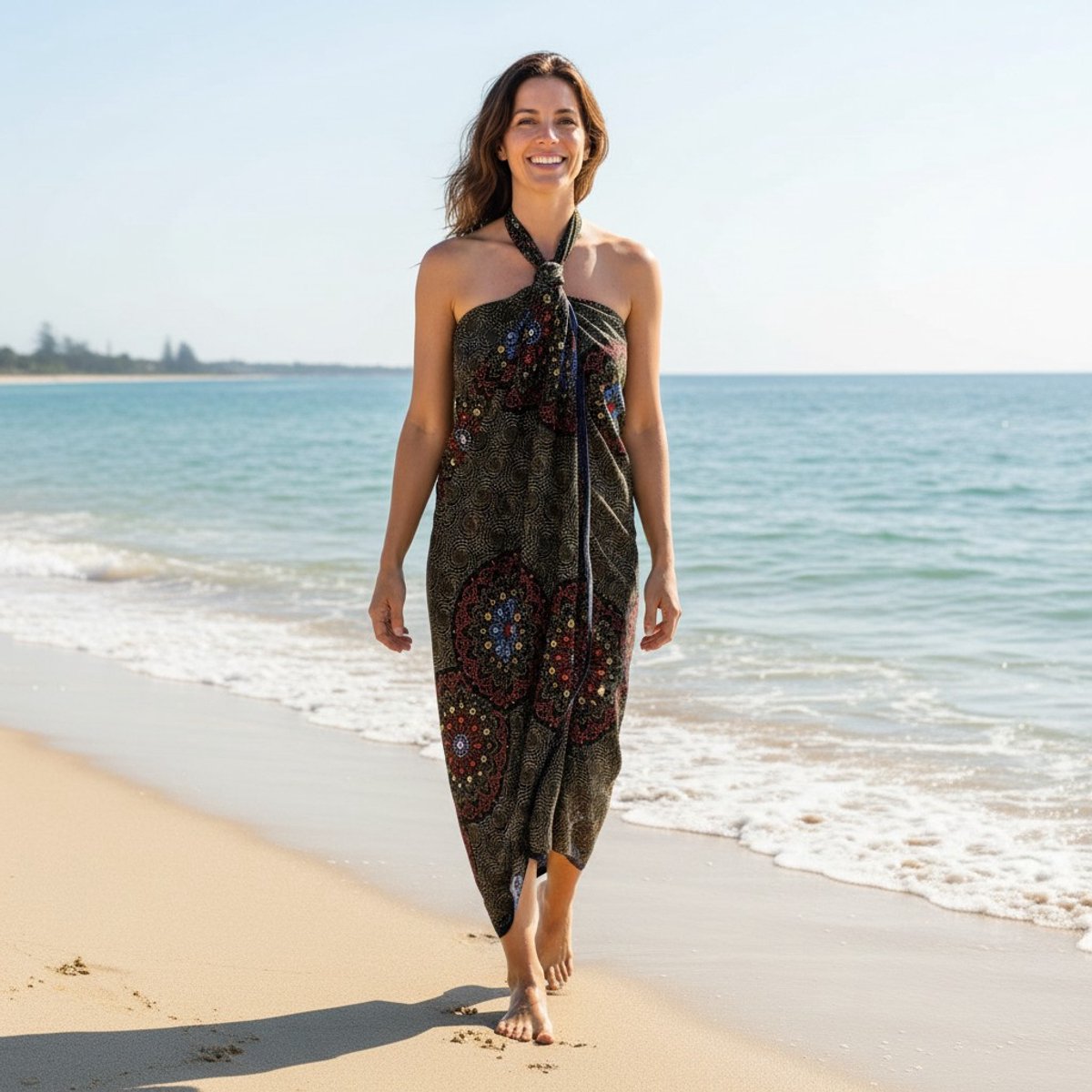 Sarong / pareo / pangi katoen - Strandkleding wikkelrok / strandjurk / omslagdoek / baby wrap - Paarse bladeren
