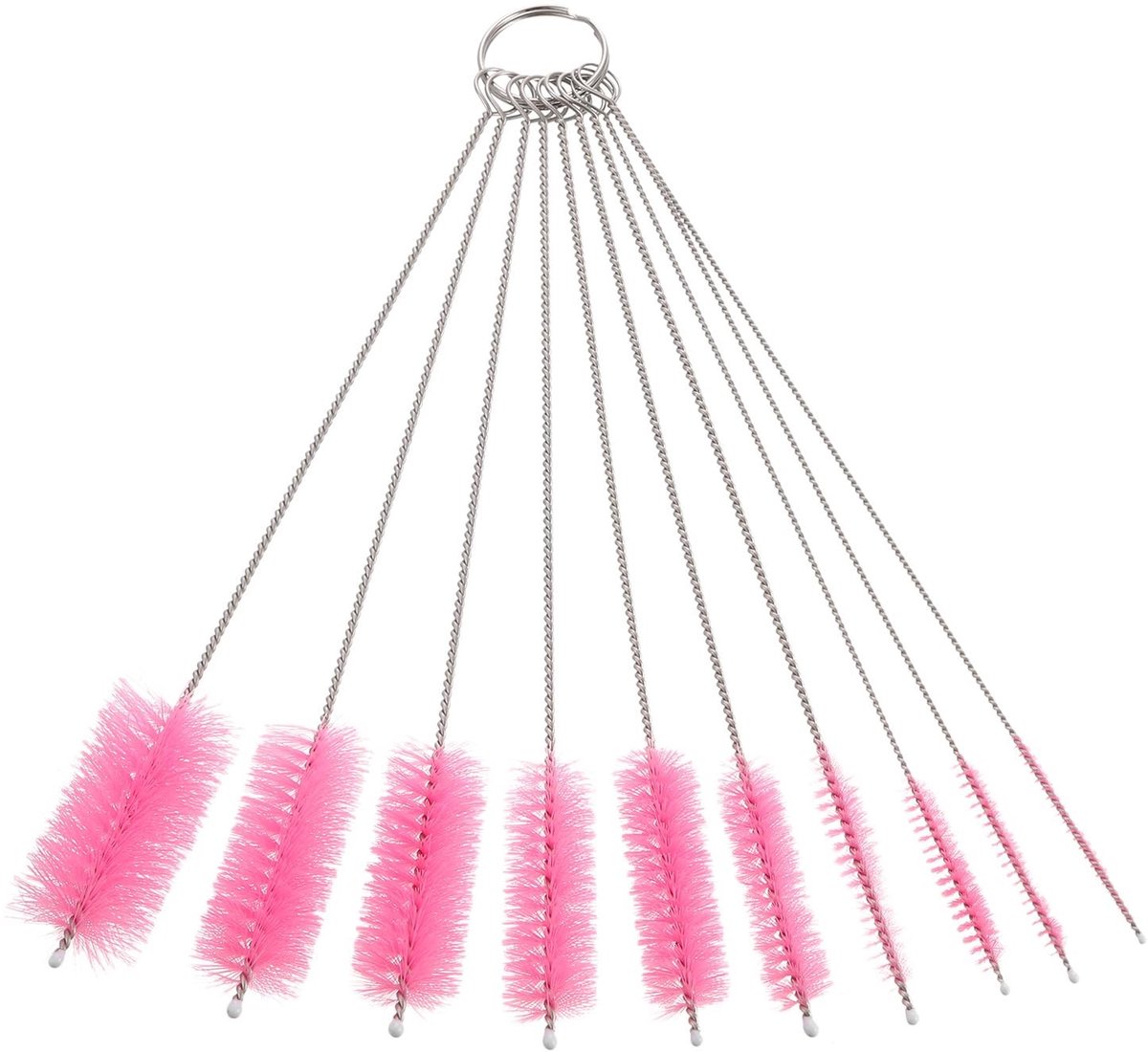 ONF3 - Straw Cleaning Brush Set - Rvs en nylon - Efficiënte reiniging - 10 Stuks - Roze - Geschikt voor herbruikbare rietjes - Ideaal voor keuke...