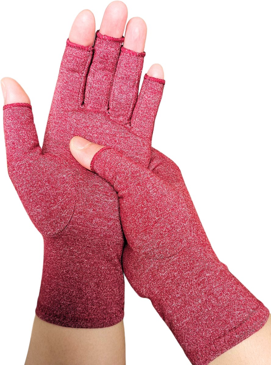 KANGKA® Reuma Handschoenen maat S - Chili Rood - Compressie Handschoenen - voor Artrose, Reuma, Artritis, RSI, CTS - Unisex