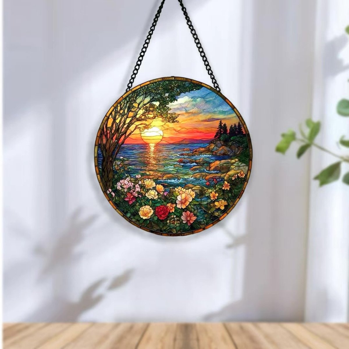 Glazen Zonnevanger | Transparante maanvormige zonnevanger/dromenvanger | Elegante raamdecoratie die een warme sfeer in huis creëert | Woondecoratie | 16 cm | Stijl 12
