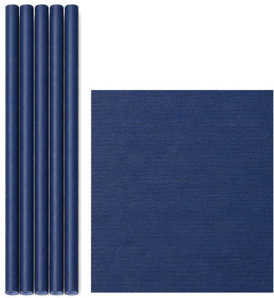 Kaftpapier Donkerblauw Kraft Design – Set van 5 Rollen – 200 x 70 cm per Rol – Stevig Boekpapier voor Boeken, Cadeaus en Creaties
