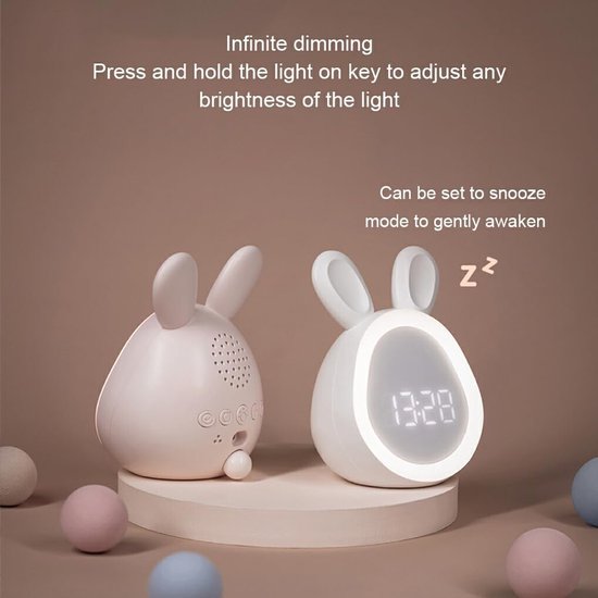 Kinderwekker Digitaal - Nachtlamp Bureau - Wakker Worden - Instelbaar Nachtlampje - 11.2 cm - Roze — afbeelding 4