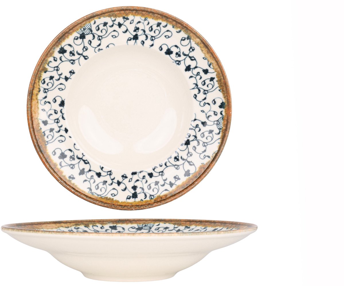 Kütahya Porselen Pastabord - Fluer Amber - Porselein - 27 cm (450cc) - set van 2