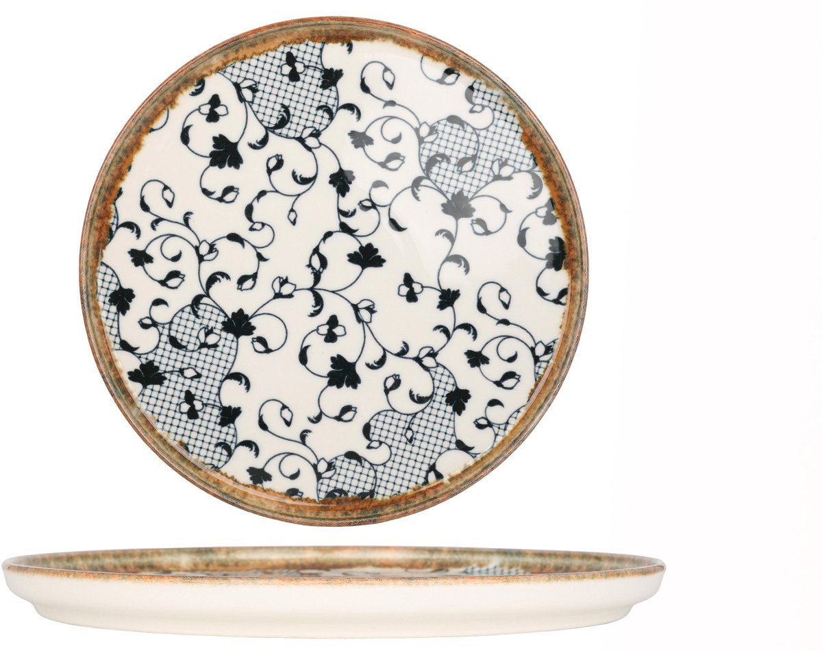 Kütahya Porselen Dinerbord - Fluer Amber - Porselein - 27 cm - set van 6