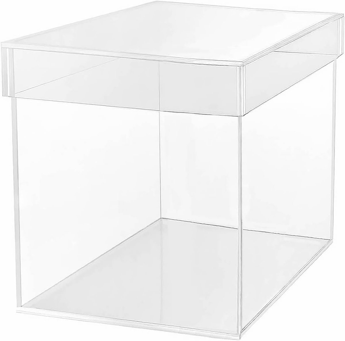 5-Zijdige Helder Acryl Kubus Display Doos met Deksel - 15 x 15cm - Plastic Stofdichte Balie Opslag Doos Voor Verzamelingen Speelgoed Feest Decoratie Make-up en Kadootjes - Transparant transparent box