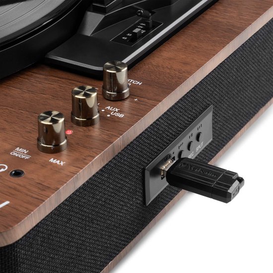Platenspeler Bluetooth (in/uit) - Fenton RP162 - retro platenspeler met speakers (stereo) en mp3 speler - Bruin