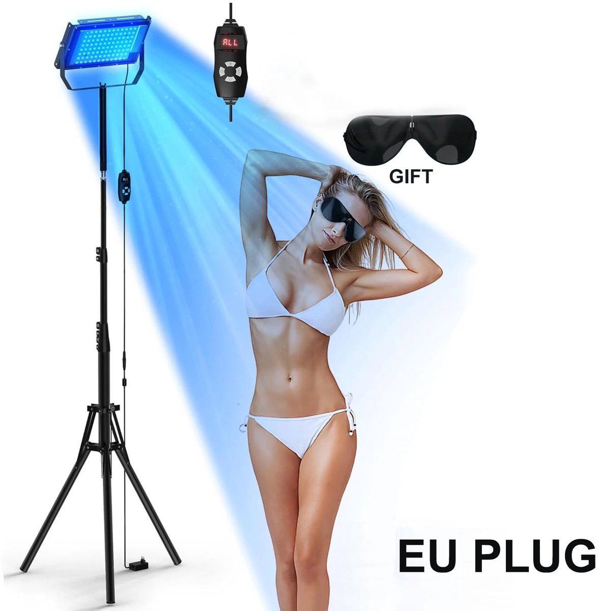 Lifero LED Bruiningslamp voor Thuis – 50W Hoogtezon met 96 LEDs – Gezichtsbruiner met 2 Modi & 5 Intensiteiten – Gezicht & Lichaam